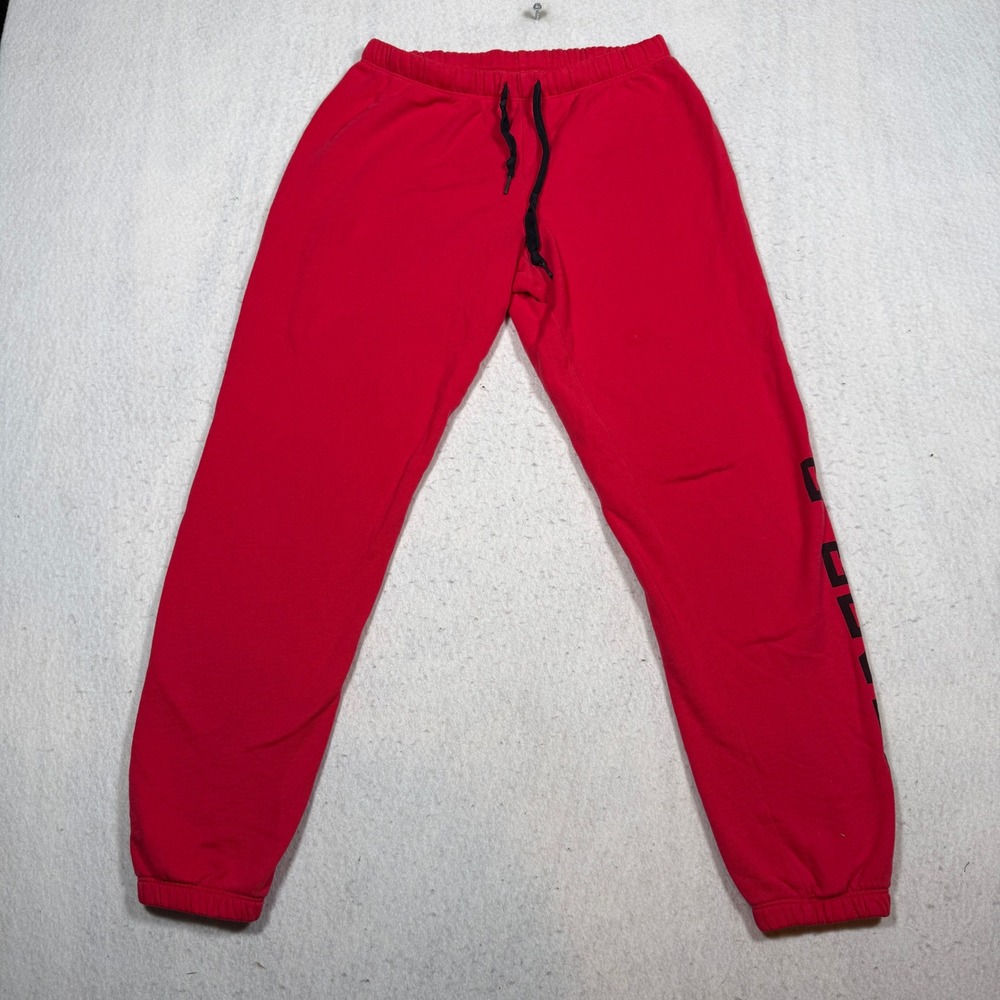Pink Victoria's Secret Womens Red Logo Graphic Jogger Sweatpants Small